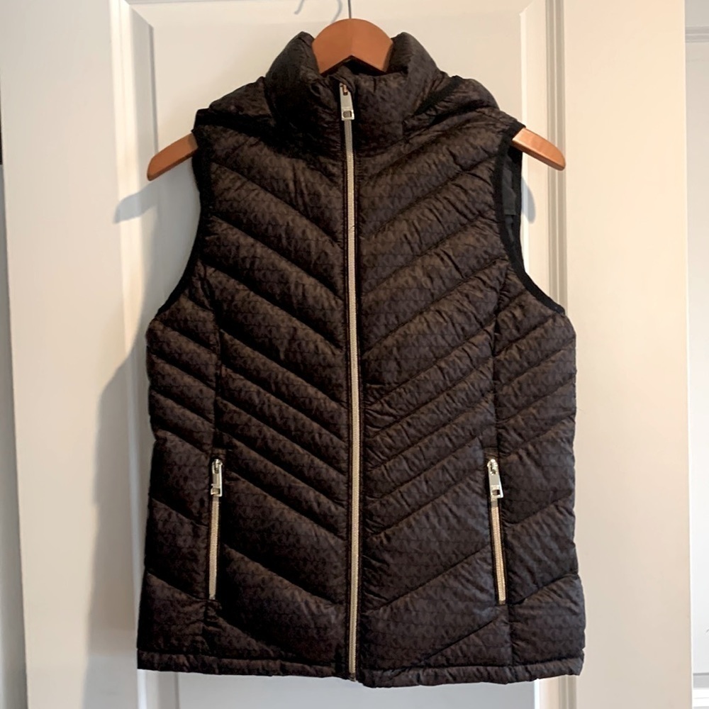 NWT Michael Kors Brown Lightweight Puffer Zipper Vest Size X-Small